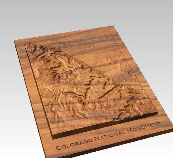 Colorado National Monument carved by CarvedMaps.com Map