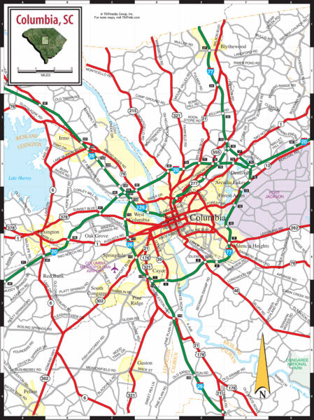 Columbia, South Carolina City Map