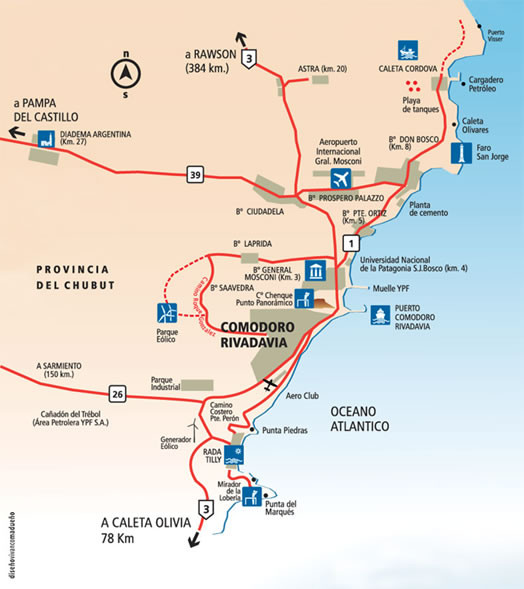 Comodoro Rivadavia Region Tourist Map