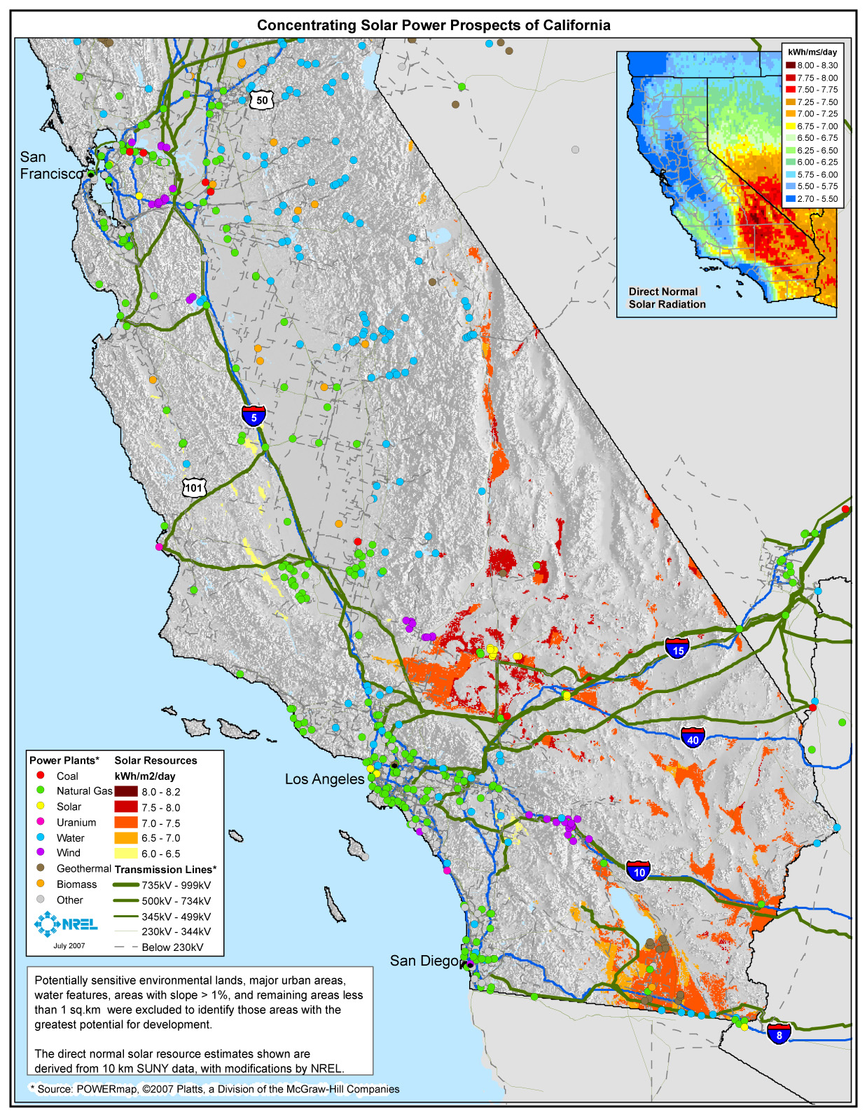 Concentrating Solar Power Prospects California Map California