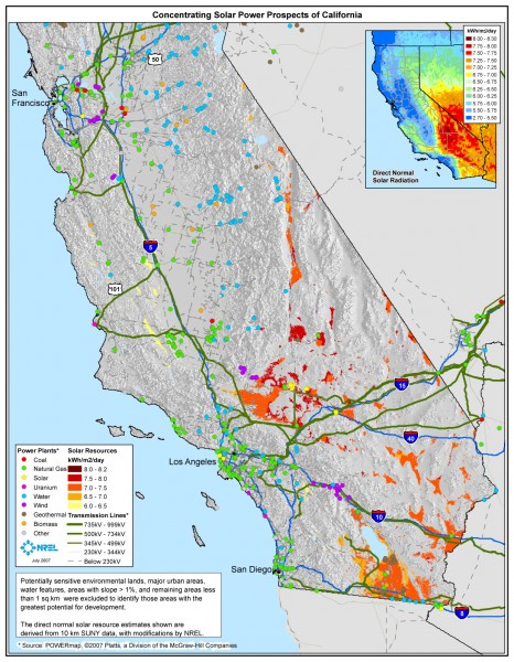 Concentrating Solar Power Prospects California Map