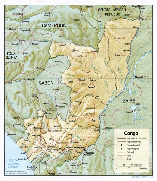 Congo Physical Relief Map