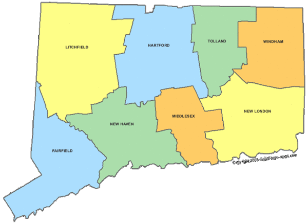 Connecticut Counties Map