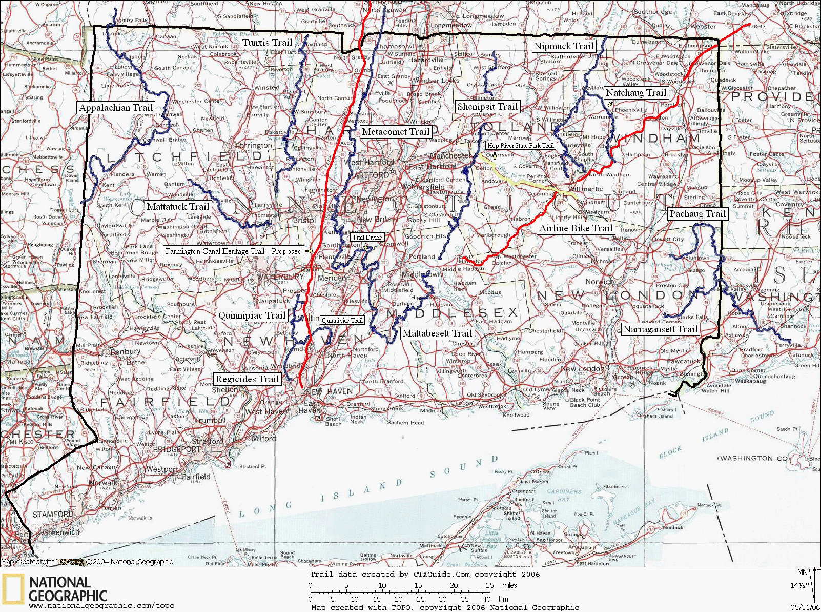 Connecticut Long Distance Trails Map West Haddam Connecticut • mappery