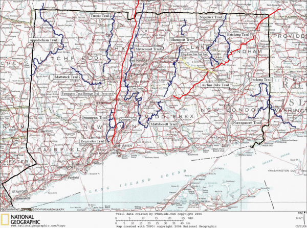 Connecticut Long Distance Trails Map