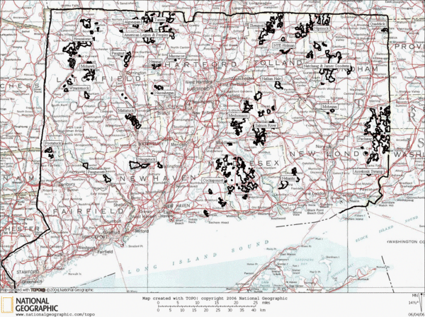 Connecticut State Forests Map