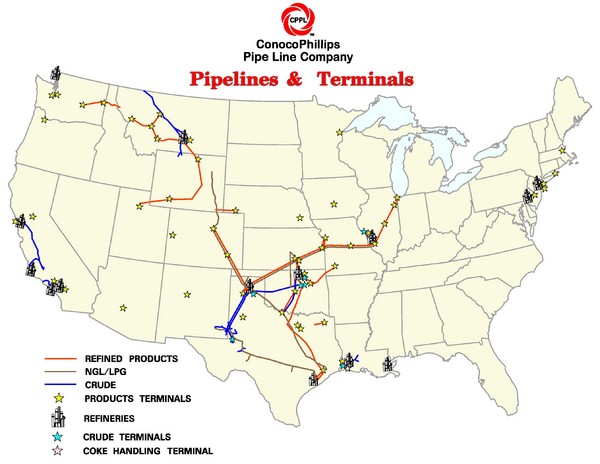 ConocoPhillips Pipelines & Terminals Map