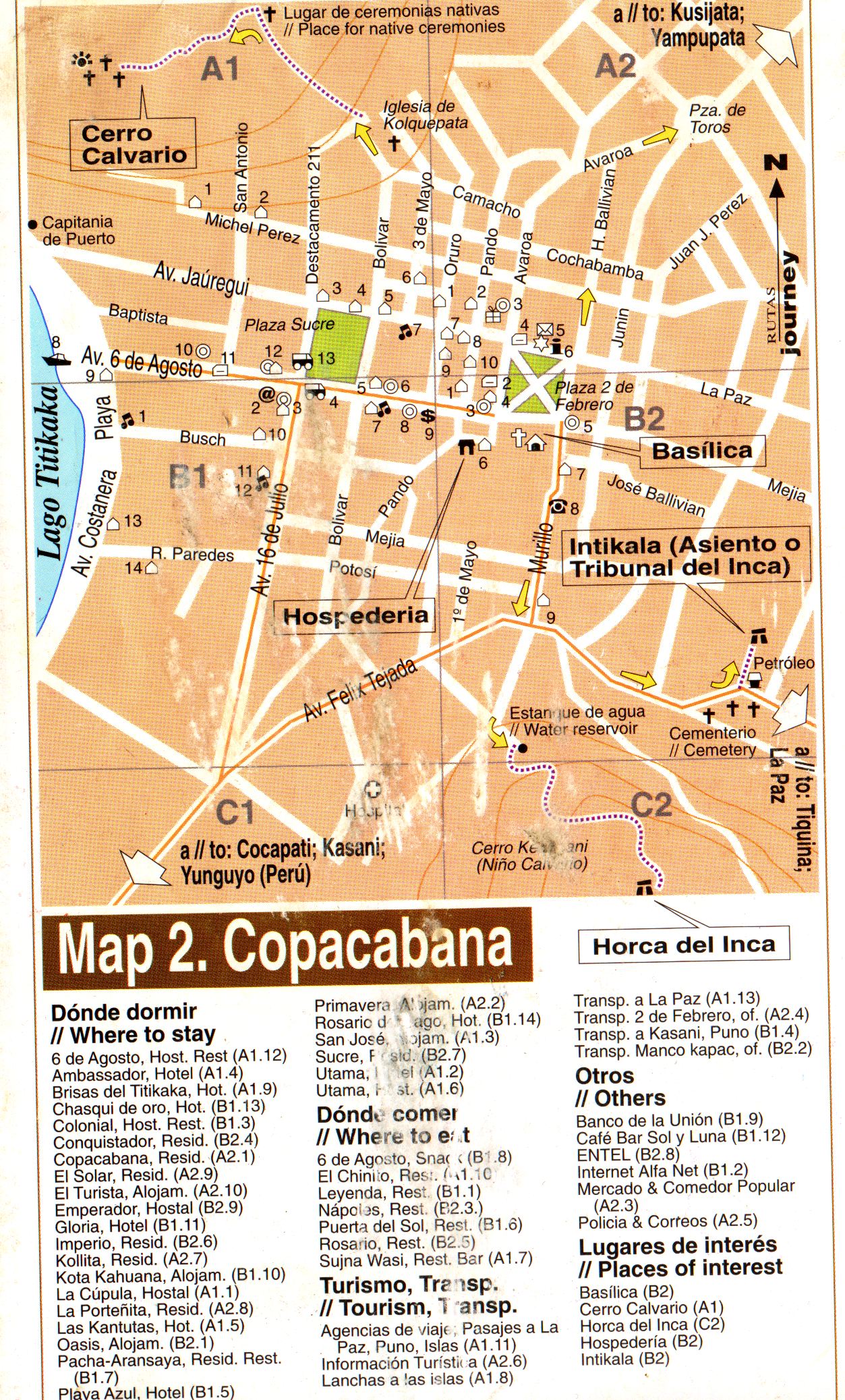 Copacabana Tourist Map - Copacabana Bolivia • mappery