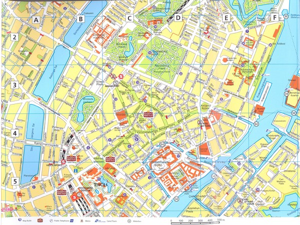 Copenhagen downtown with index Map