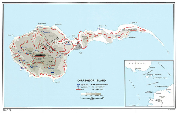 Corregidor Island WWII Map