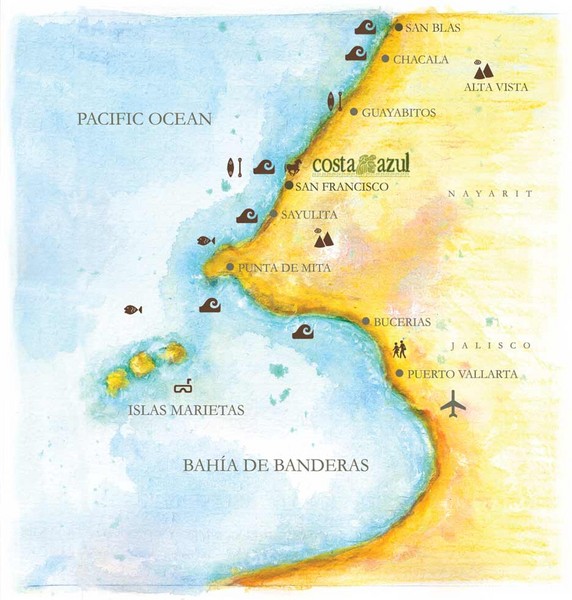 Costa Azul, Mexico Beach Map