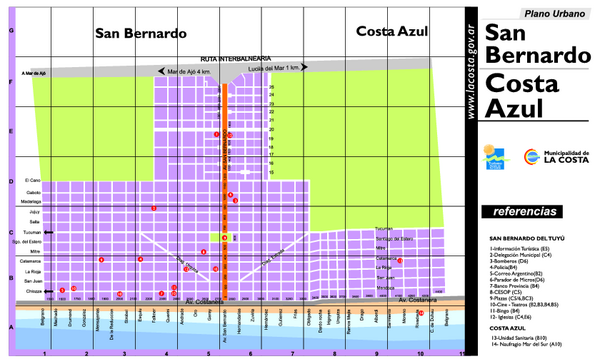 Costa Azul - San Bernardo del Tuyú Tourist Map