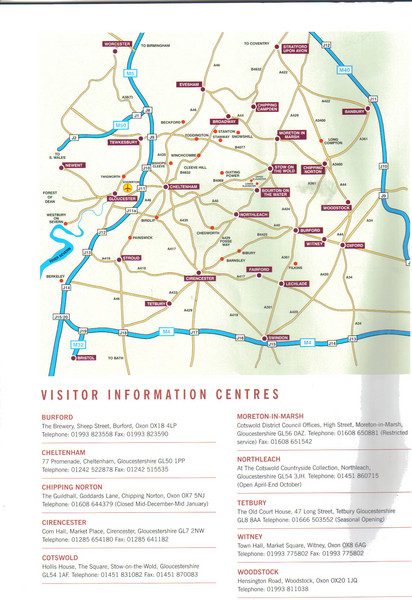 Cotswold England Tourist Map