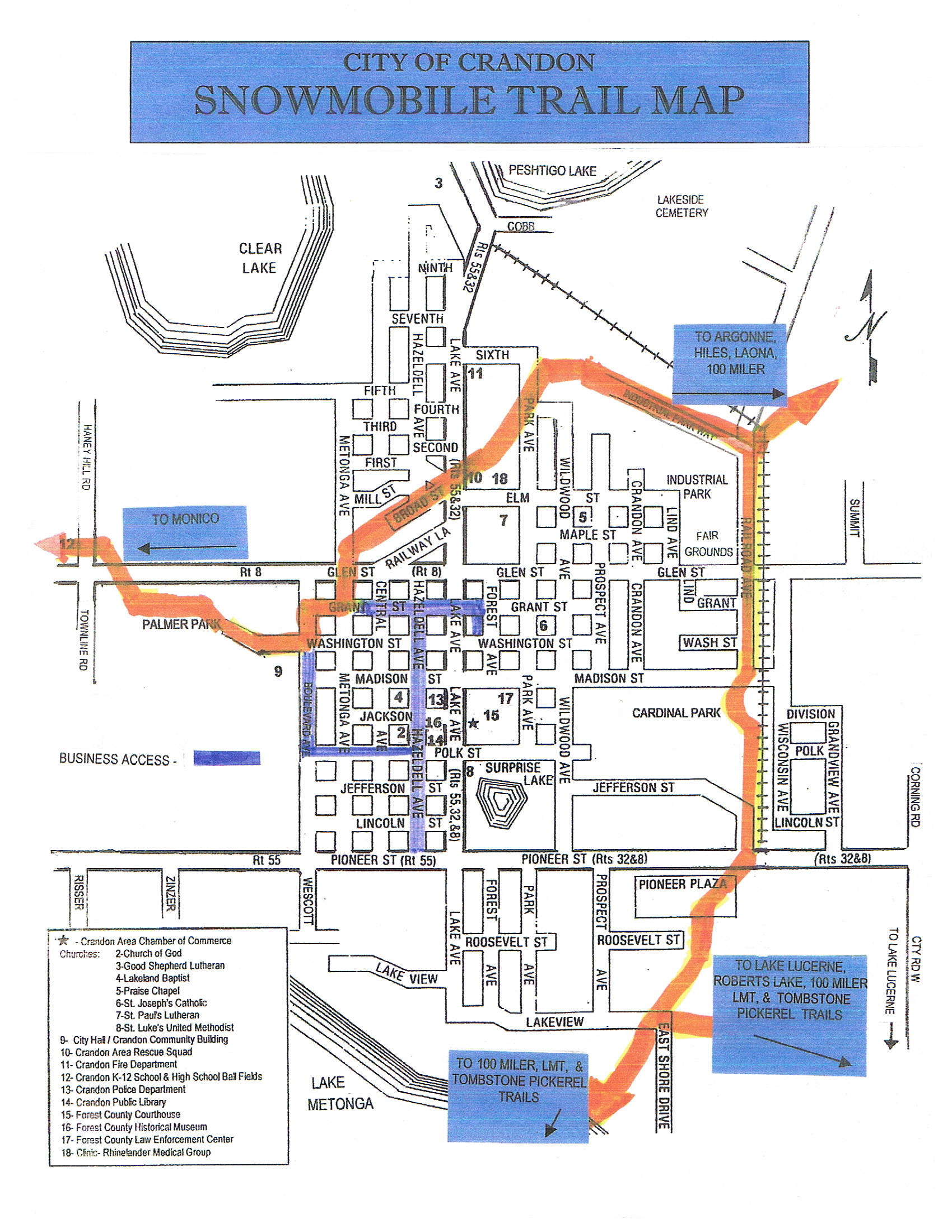 Crandon Snowmobile Trail Map Crandon Wisconsin • mappery