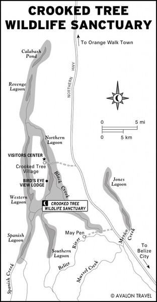Crooked Tree Belize Map Crooked Tree Wildlife Sanctuary Map • Mappery