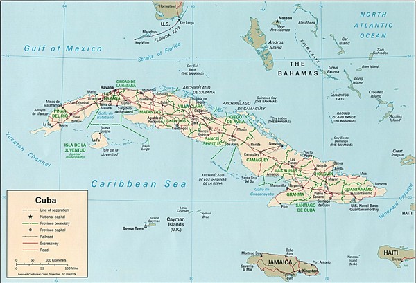 Cuba Country Tourist Map