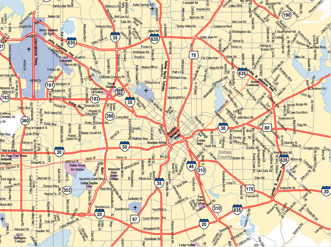 Dallas Texas City Map Dallas Texas Usa Mappery