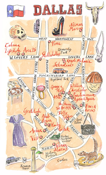 Dallas shopping map for Lucky Magazine