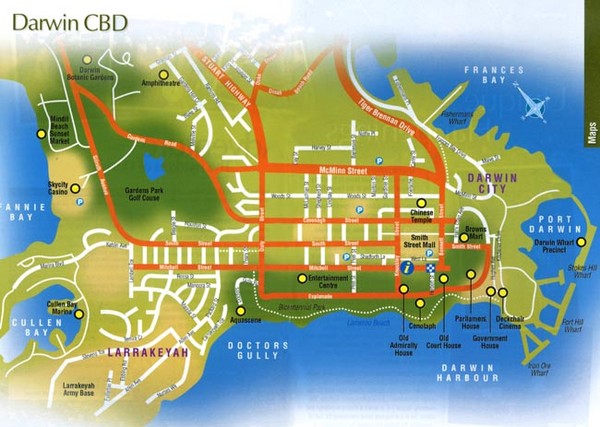 Darwin, Australia City Map