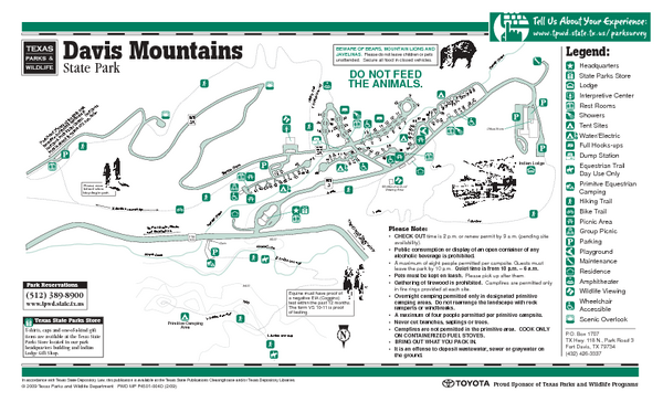 Davis Mountains, Texas State Park Map