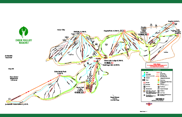 Deer Valley Resort Ski Trail Map Park City Utah United States