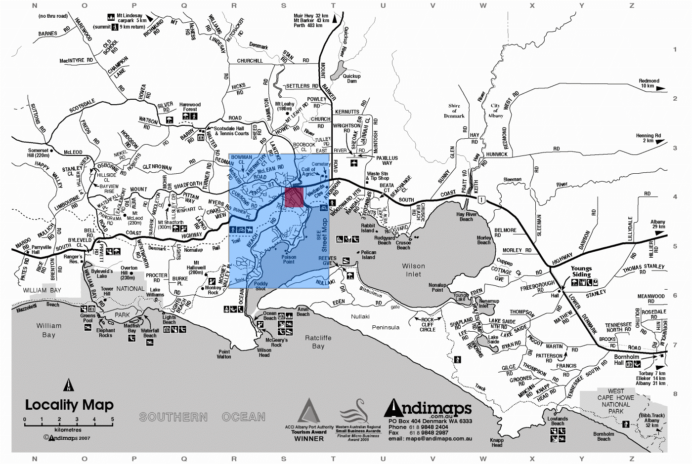 Denmark Western Australia East District Guide Map - Denmark West
