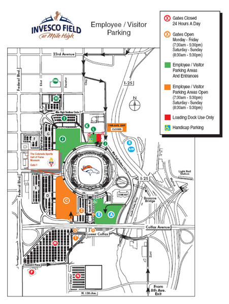 Denver, Colorado Invesco Field Parking Map