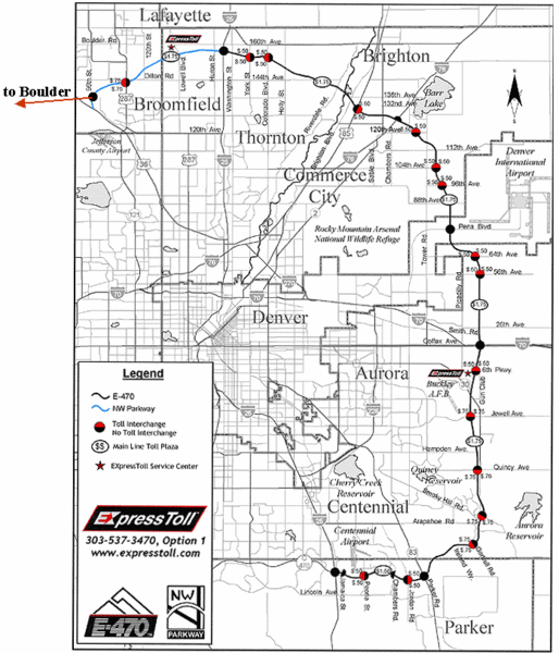 Denver Toll Road Map - Denver • mappery