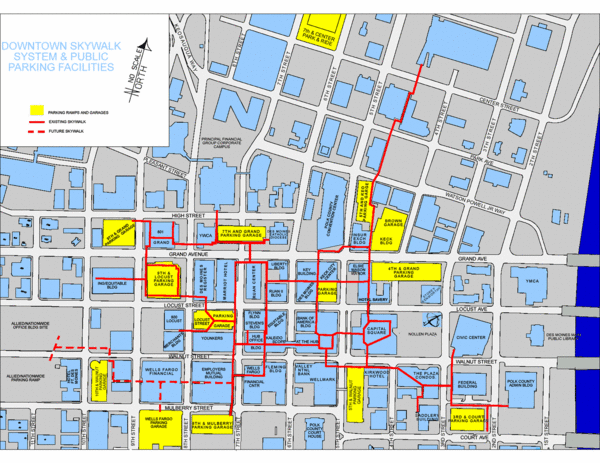 Des Moines Skywalks Map