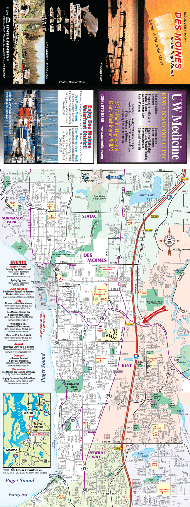 Des Moines Washington tourist map