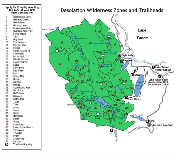 Desolation Wilderness Permits Zone Map