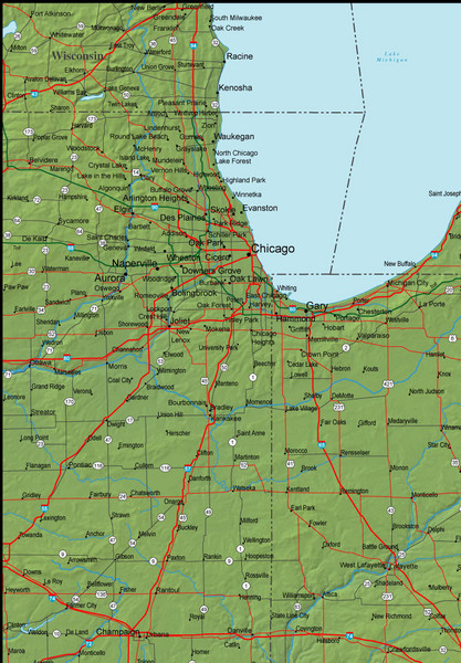 Detailed Indiana Area Road Map