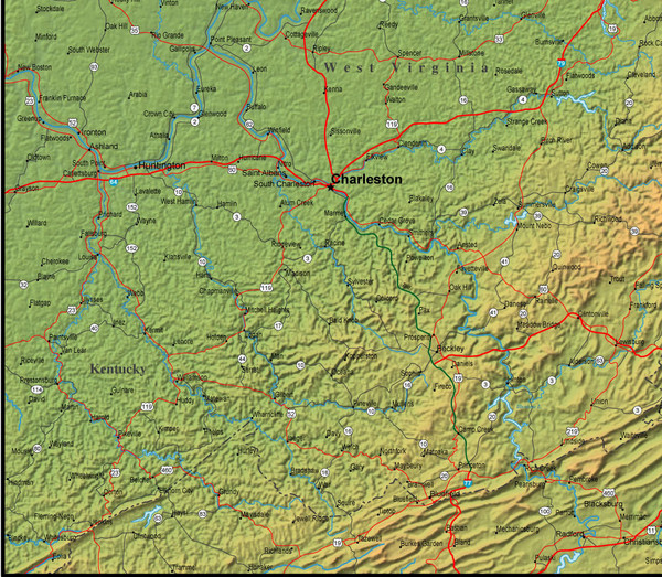 Detailed West Virginia Area Map