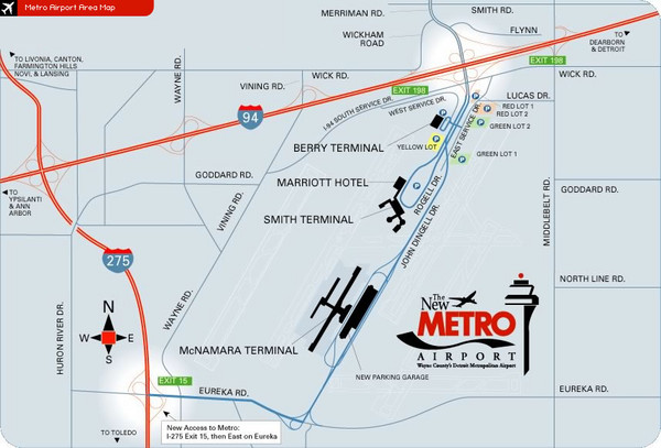 Detroit Metro Airport Area Map