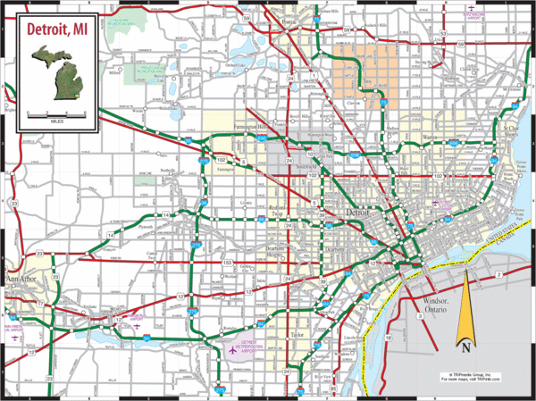 Detroit, Michigan City Map