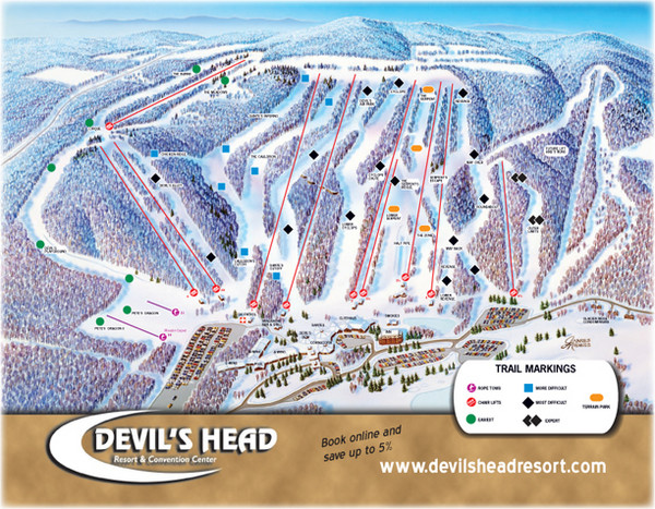 Devil’s Head Resort Ski Trail Map
