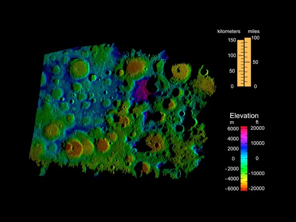Digital Elevation Map of Lunar South Pole