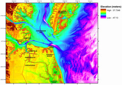 Digital Elevation Relief of Virginia Beach Map
