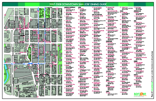 Dining in Downtown San Jose, California Map