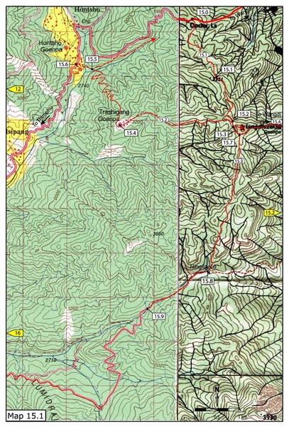 Dochula to Lungchuzekha Gonpa trail map 1