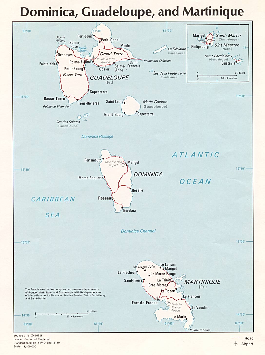 Dominica Guadeloupe and Martinique Map La Plaine Dominica • mappery