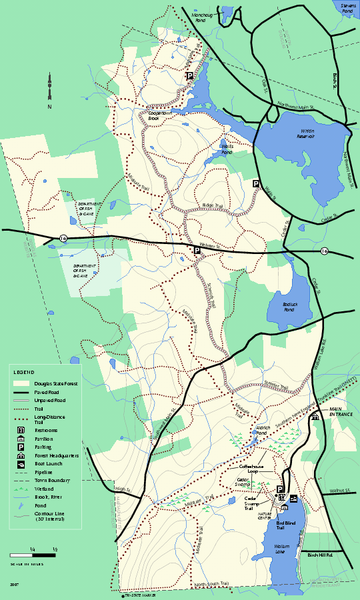 Douglas State Forest Trail Map Douglas Ma • Mappery