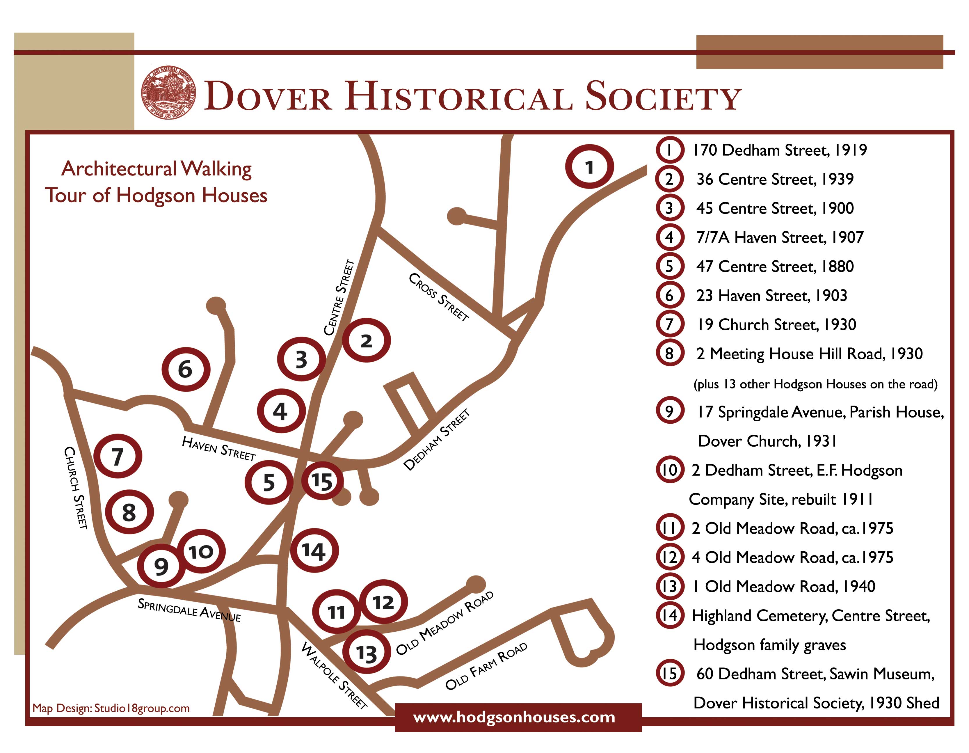 Dover Architectural Walking Map 170 Dedham St Dover MA • mappery