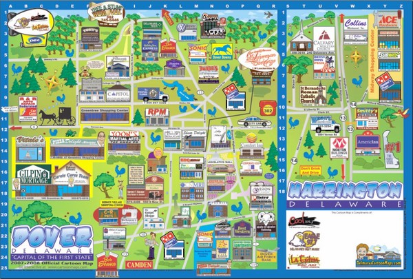 Dover Delaware Cartoon Map