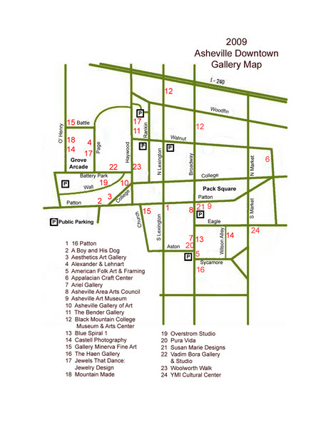 Downtown Asheville Galleria Map