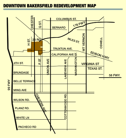 Downtown Bakersfield Redevelopment Area Map