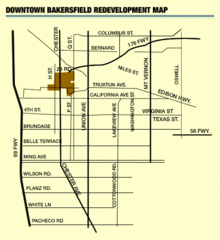 Downtown Bakersfield Redevelopment Area Map