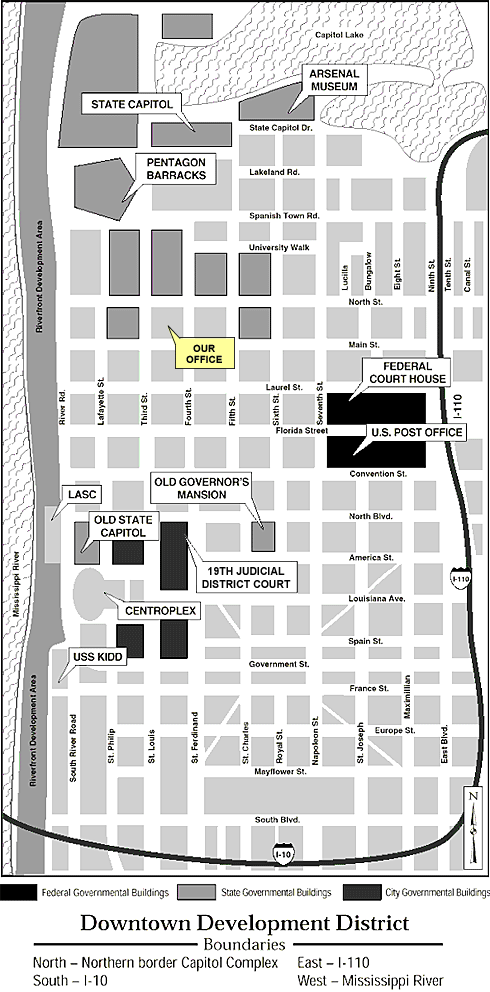 Downtown Baton Rouge Tourist Map