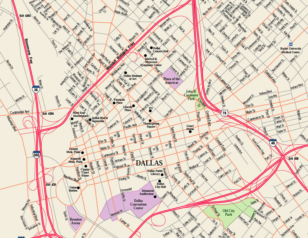 Downtown Dallas Map 