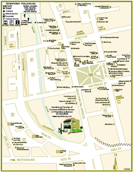 Downtown Healdsburg, California Map